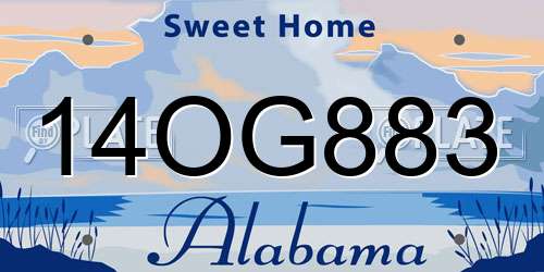 14OG883 Alabama License Plate