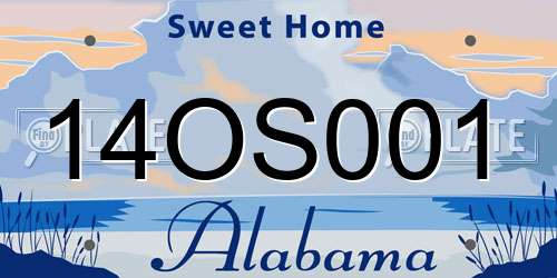 14OS001 Alabama License Plate