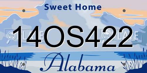 14OS422 Alabama License Plate