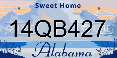 14QB427 Alabama License Plate