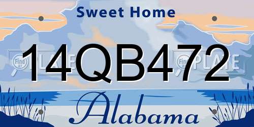 14QB472 Alabama License Plate