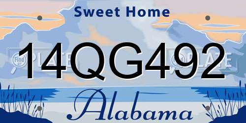 14QG492 Alabama License Plate