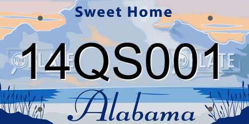 14QS001 Alabama License Plate