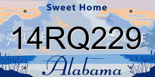 14RQ229 Alabama License Plate