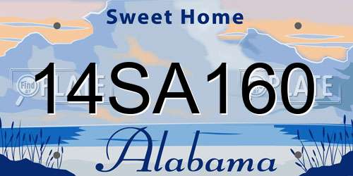 14SA160 Alabama License Plate