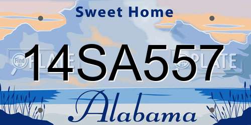 14SA557 Alabama License Plate
