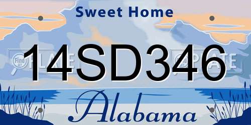 14SD346 Alabama License Plate