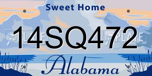14SQ472 Alabama License Plate