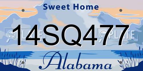 14SQ477 Alabama License Plate