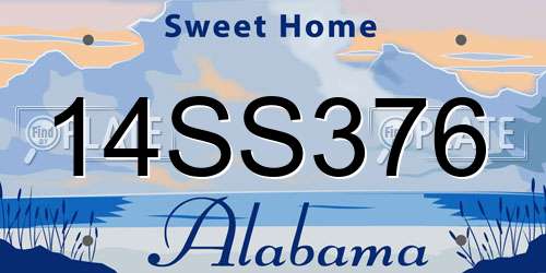 14SS376 Alabama License Plate