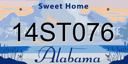 14ST076 Alabama License Plate