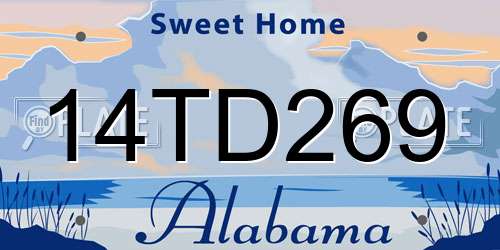 14TD269 Alabama License Plate