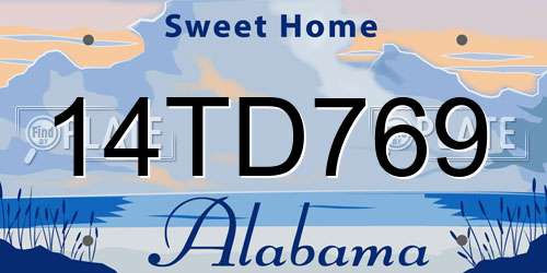 14TD769 Alabama License Plate