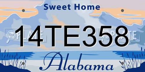 14TE358 Alabama License Plate