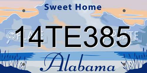 14TE385 Alabama License Plate