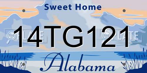 14TG121 Alabama License Plate