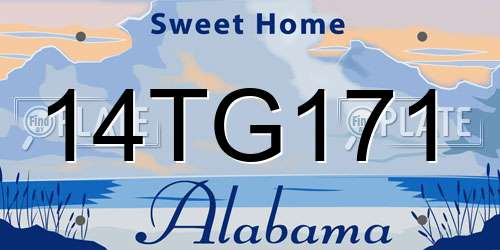14TG171 Alabama License Plate