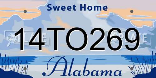 14TO269 Alabama License Plate