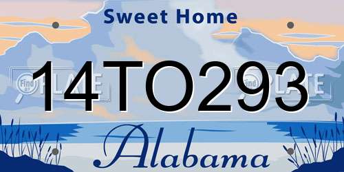 14TO293 Alabama License Plate