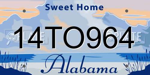 14TO964 Alabama License Plate