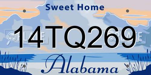 14TQ269 Alabama License Plate