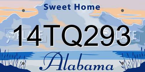 14TQ293 Alabama License Plate