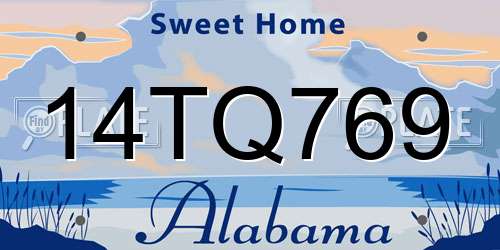 14TQ769 Alabama License Plate