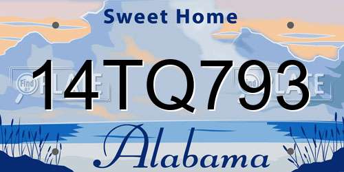 14TQ793 Alabama License Plate