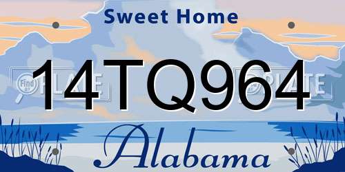14TQ964 Alabama License Plate