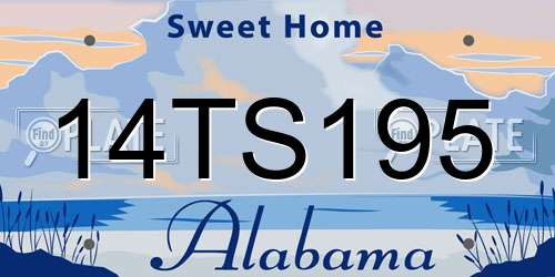14TS195 Alabama License Plate