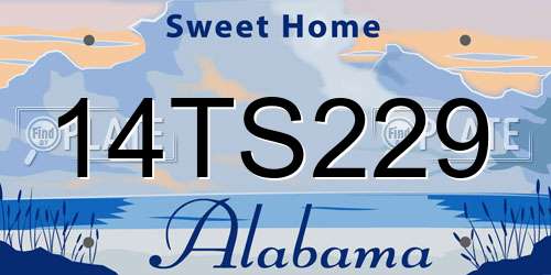 14TS229 Alabama License Plate