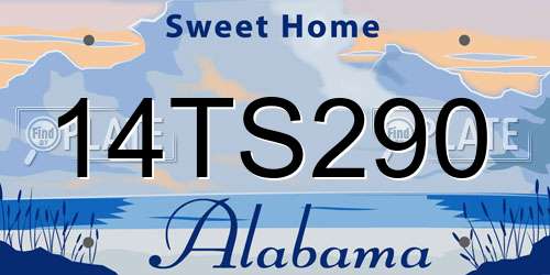 14TS290 Alabama License Plate