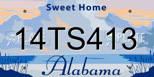 14TS413 Alabama License Plate