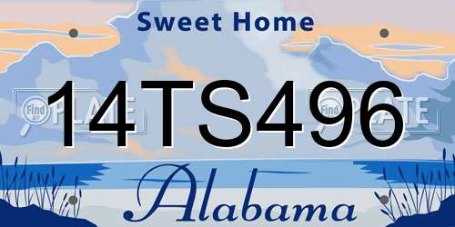 14TS496 Alabama License Plate