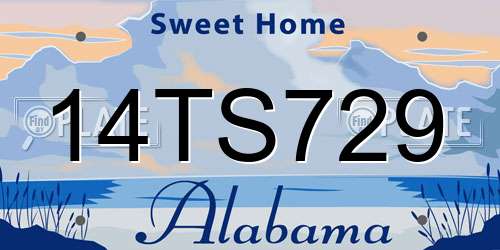 14TS729 Alabama License Plate