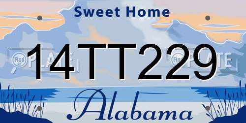 14TT229 Alabama License Plate
