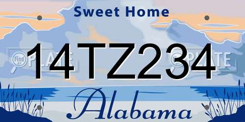 14TZ234 Alabama License Plate