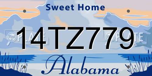 14TZ779 Alabama License Plate