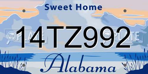 14TZ992 Alabama License Plate