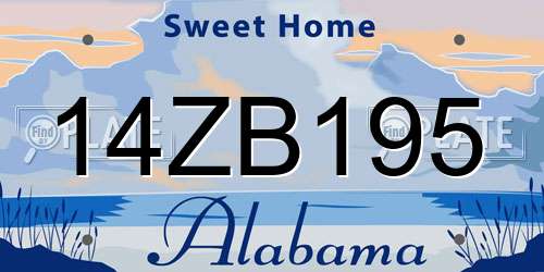 14ZB195 Alabama License Plate