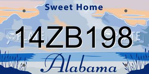 14ZB198 Alabama License Plate