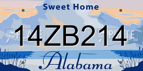 14ZB214 Alabama License Plate