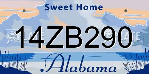 14ZB290 Alabama License Plate