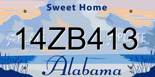 14ZB413 Alabama License Plate