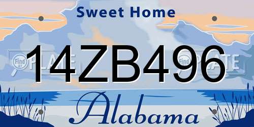 14ZB496 Alabama License Plate