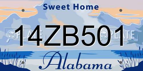 14ZB501 Alabama License Plate