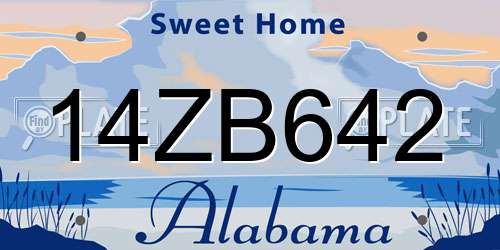 14ZB642 Alabama License Plate