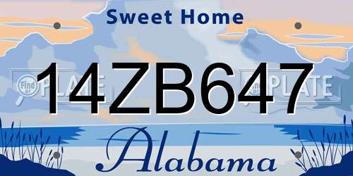 14ZB647 Alabama License Plate