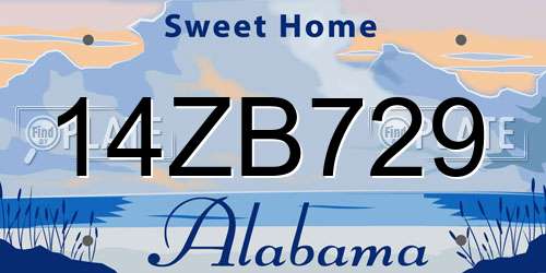 14ZB729 Alabama License Plate