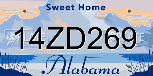 14ZD269 Alabama License Plate